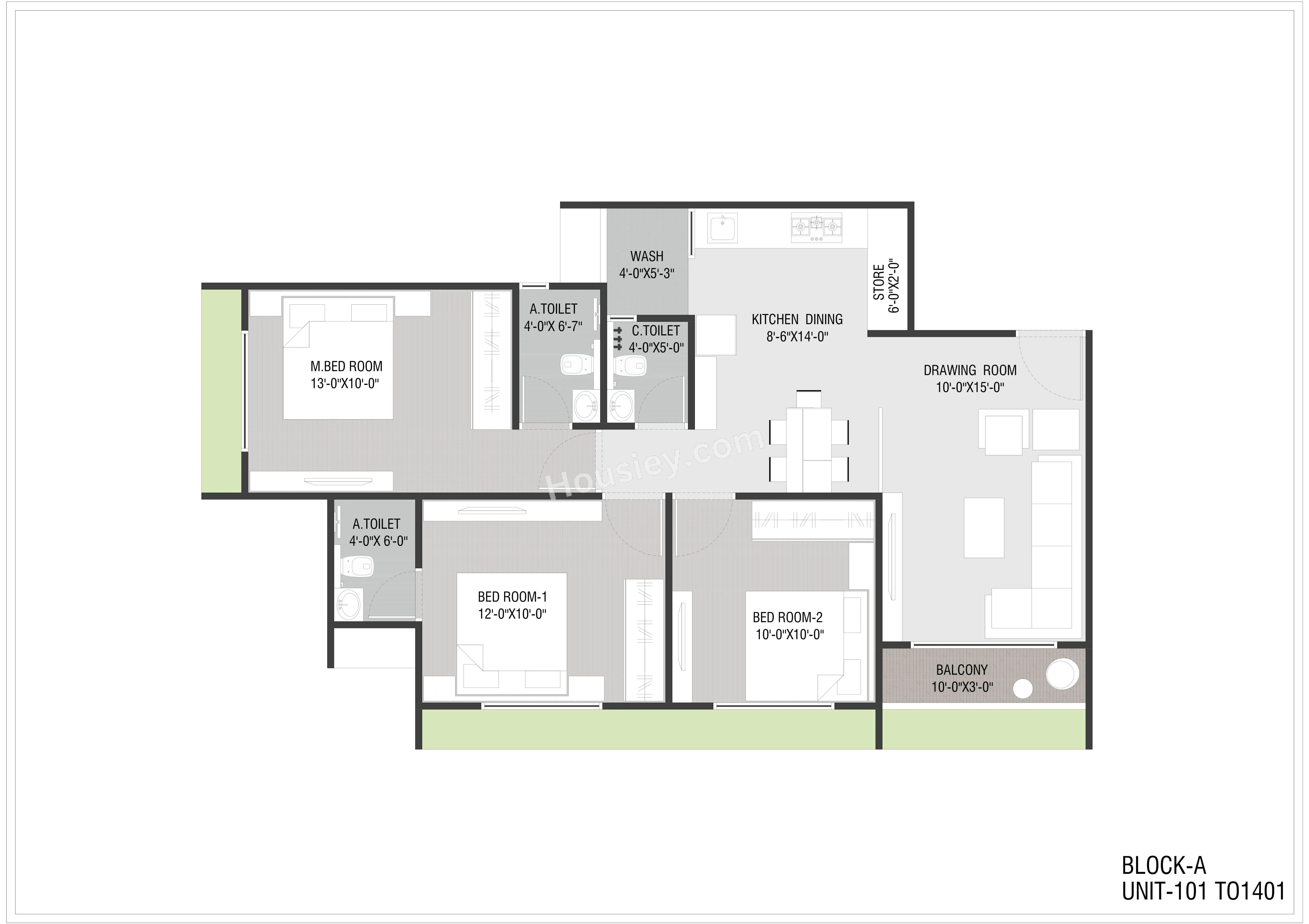 Unit plan - 1030 sq.ft.
