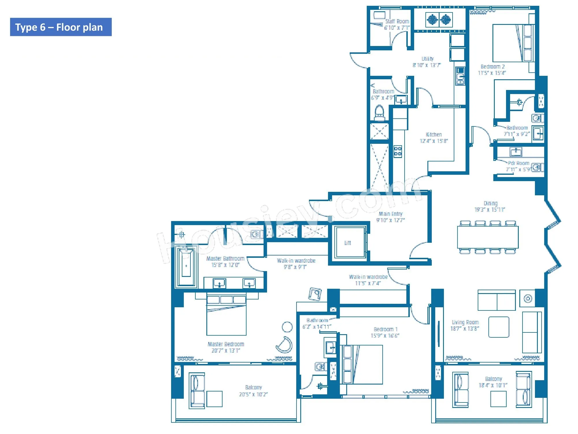 Embassy Lake Terraces Unit plan - 2848 sq.ft.