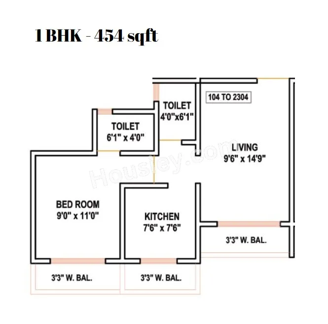 Empire Residency Unit plan - 454 sq.ft.