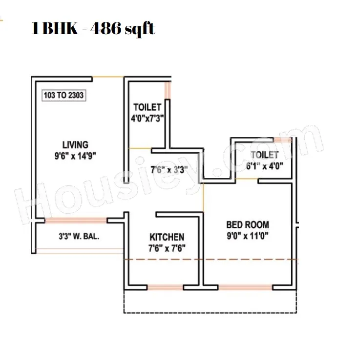 Empire Residency Unit plan - 486 sq.ft.