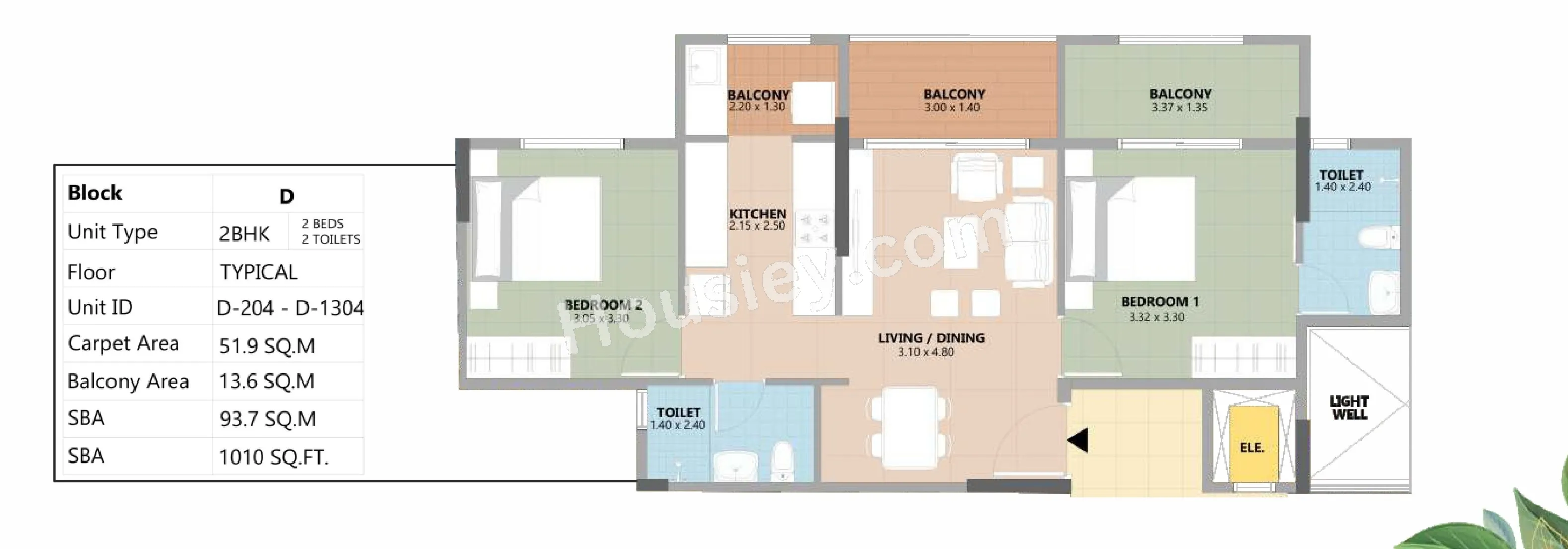 Esteem South Park Unit plan - 558 sq.ft.