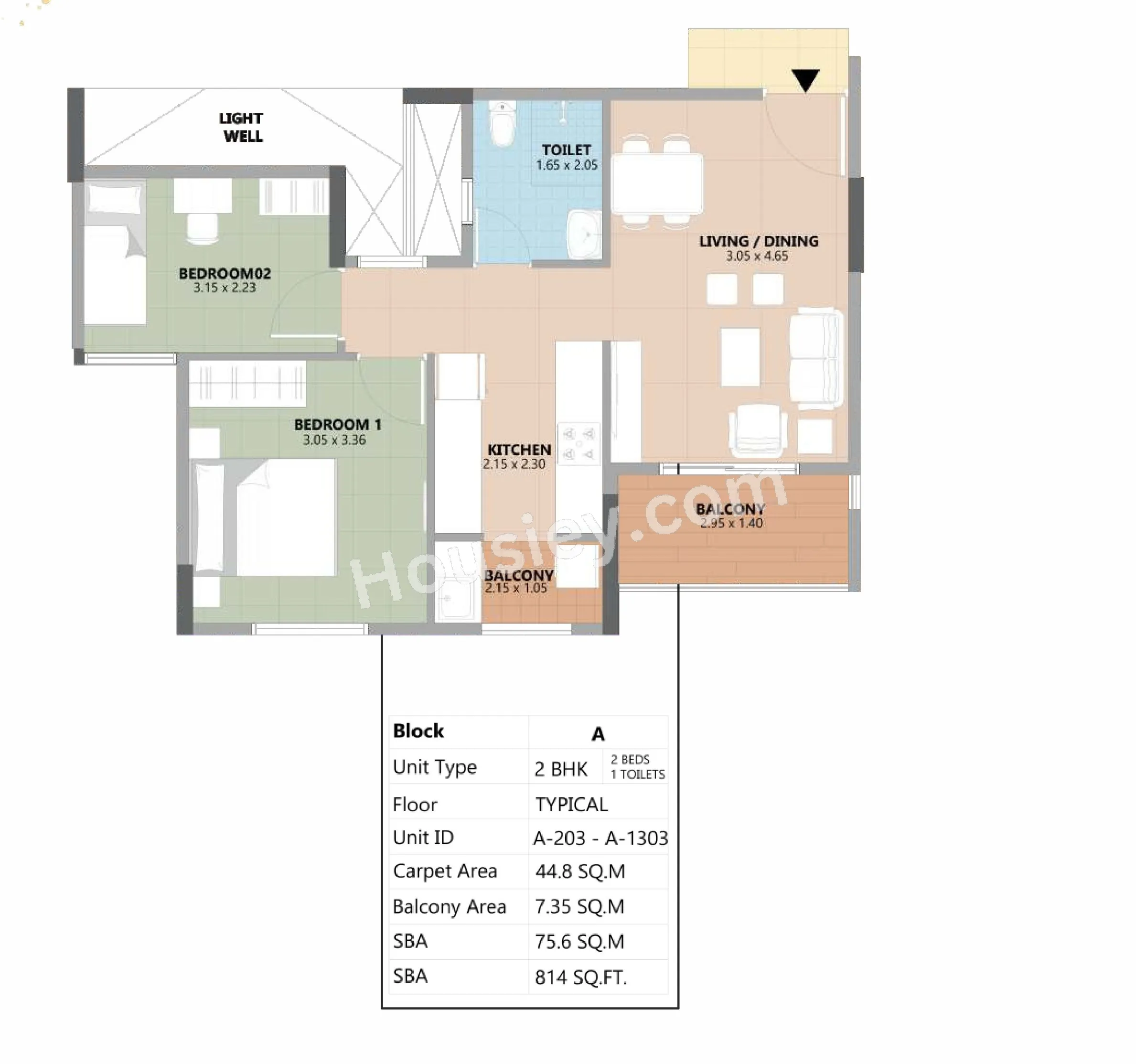 Esteem South Park Unit plan - 482 sq.ft.
