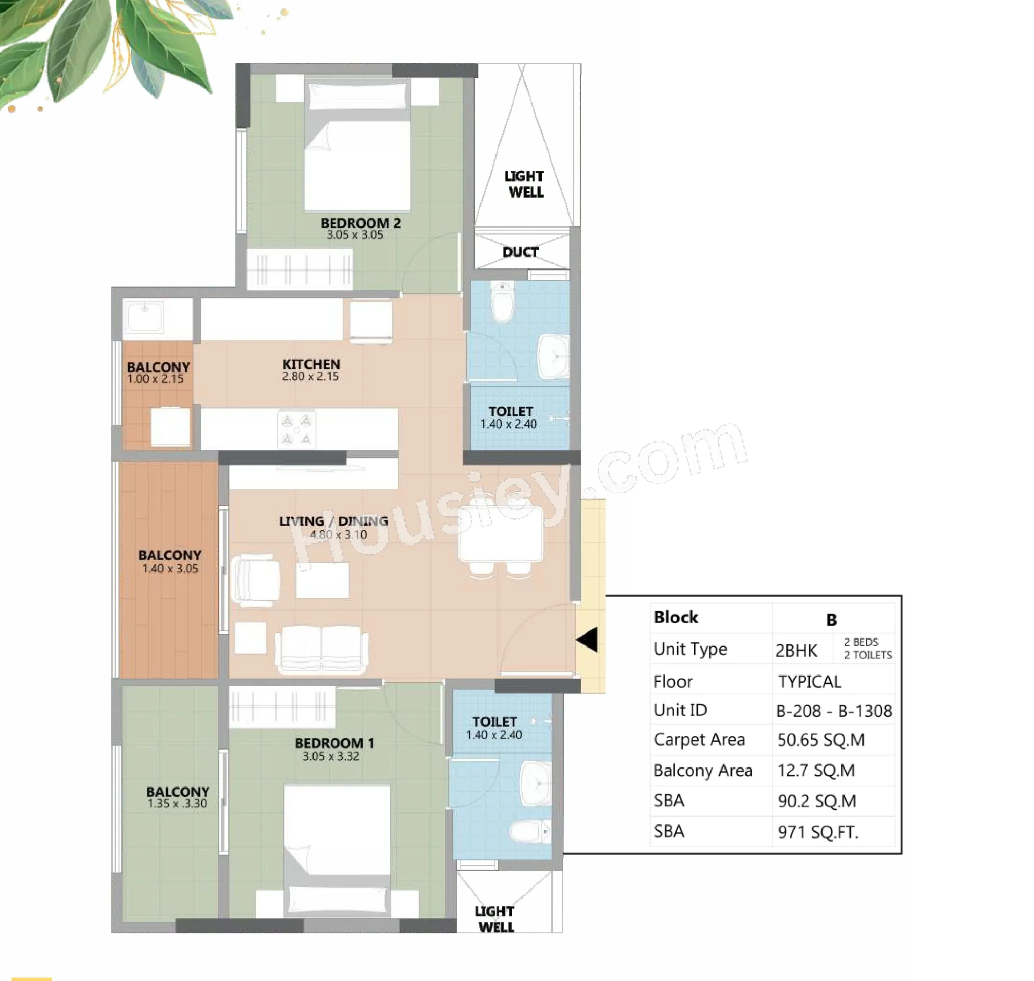 Esteem South Park Unit plan - 545 sq.ft.