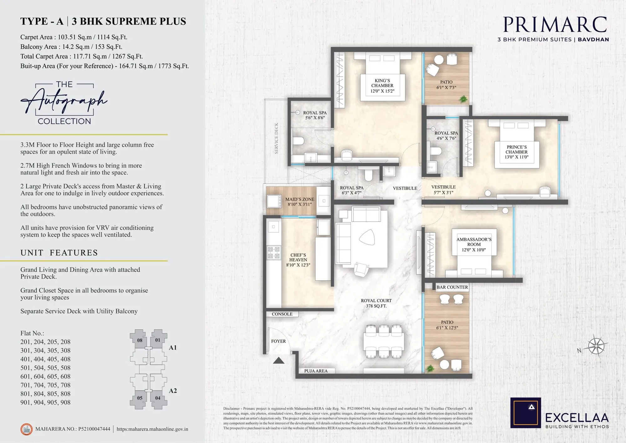 Excellaa Primarc Unit plan - 1267 sq.ft.