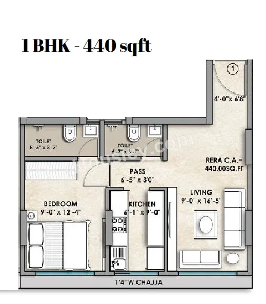 Gagan 138 Unit plan - 440 sq.ft.