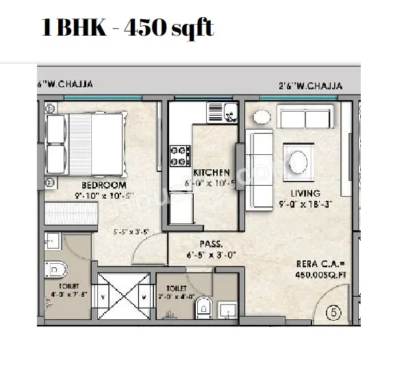 Gagan 138 Unit plan - 450 sq.ft.