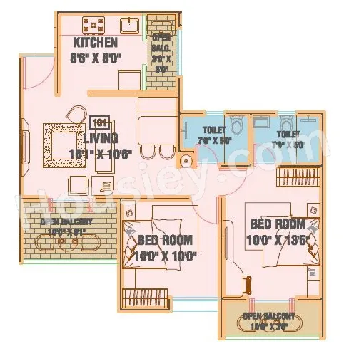 Gagan Micasaa Phase 3 Unit plan - 735 sq.ft.