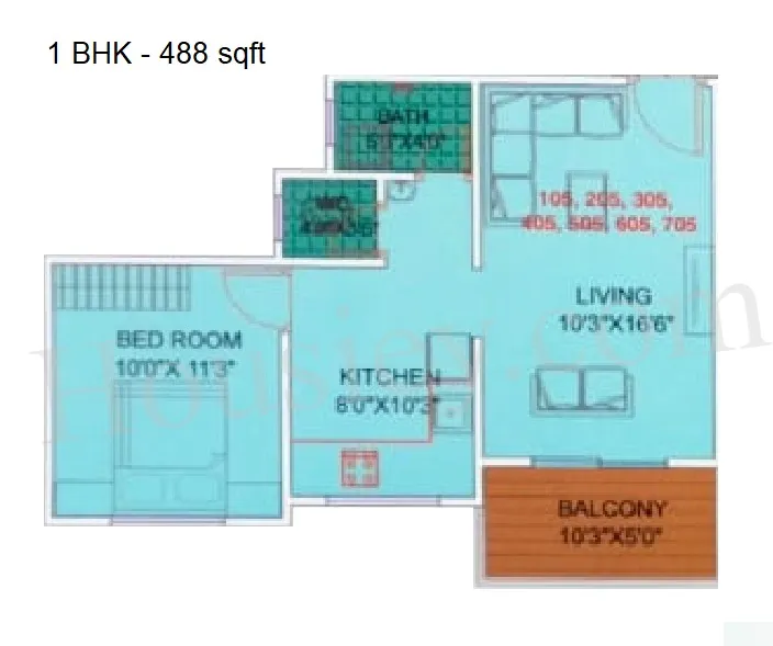Unit plan - 488 sq.ft.