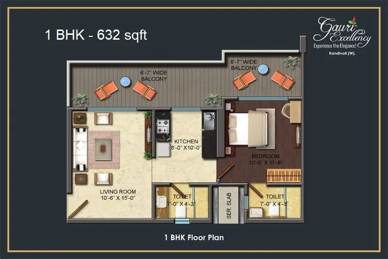 Gauri Excellency Unit plan - 632 sq.ft.