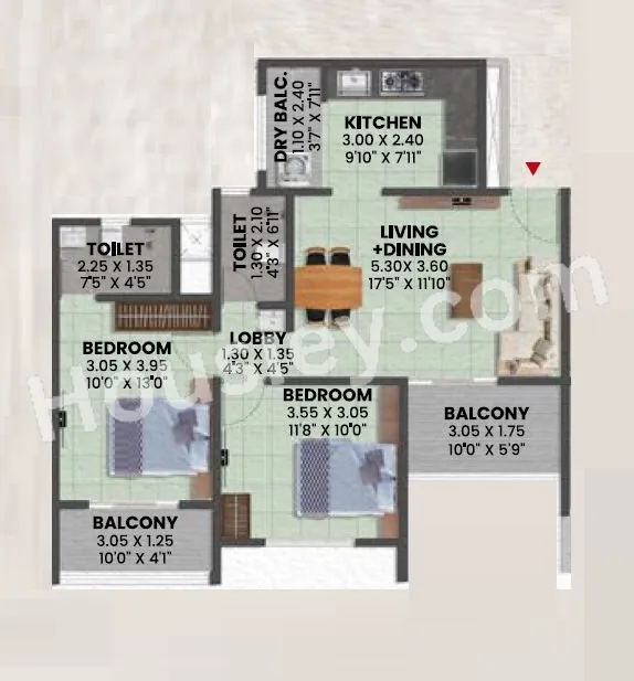 Gawade Galore Unit plan - 786 sq.ft.