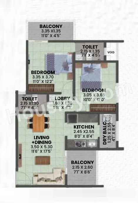 Gawade Galore Unit plan - 801 sq.ft.