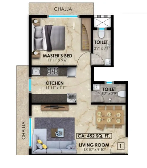 Vasundhara Geetanjali Paradise Unit plan - 452 sq.ft.