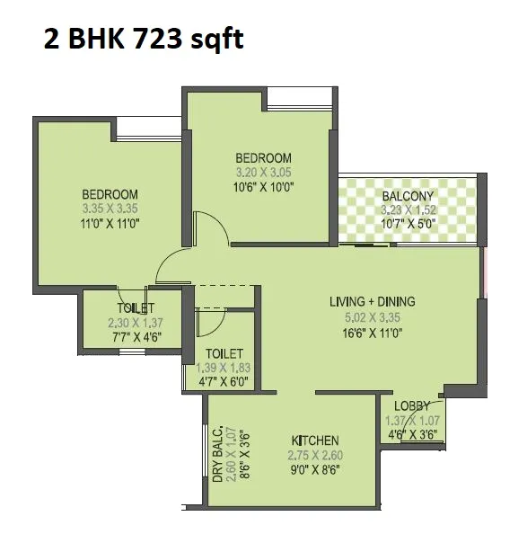 Unit plan - 723 sq.ft.
