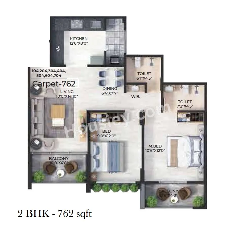 Glorious Tathastu Unit plan - 762 sq.ft.