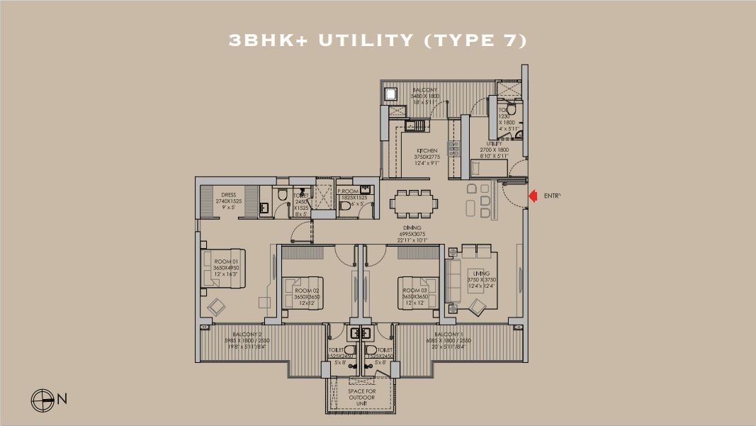 Godrej Aristocrat Unit plan - 1408 sq.ft.