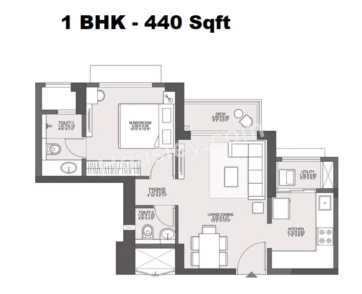 Godrej Ascend Unit plan - 440 sq.ft.