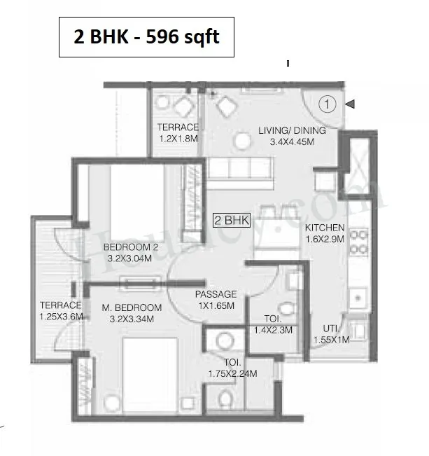 Godrej Greens Unit plan - 596 sq.ft.