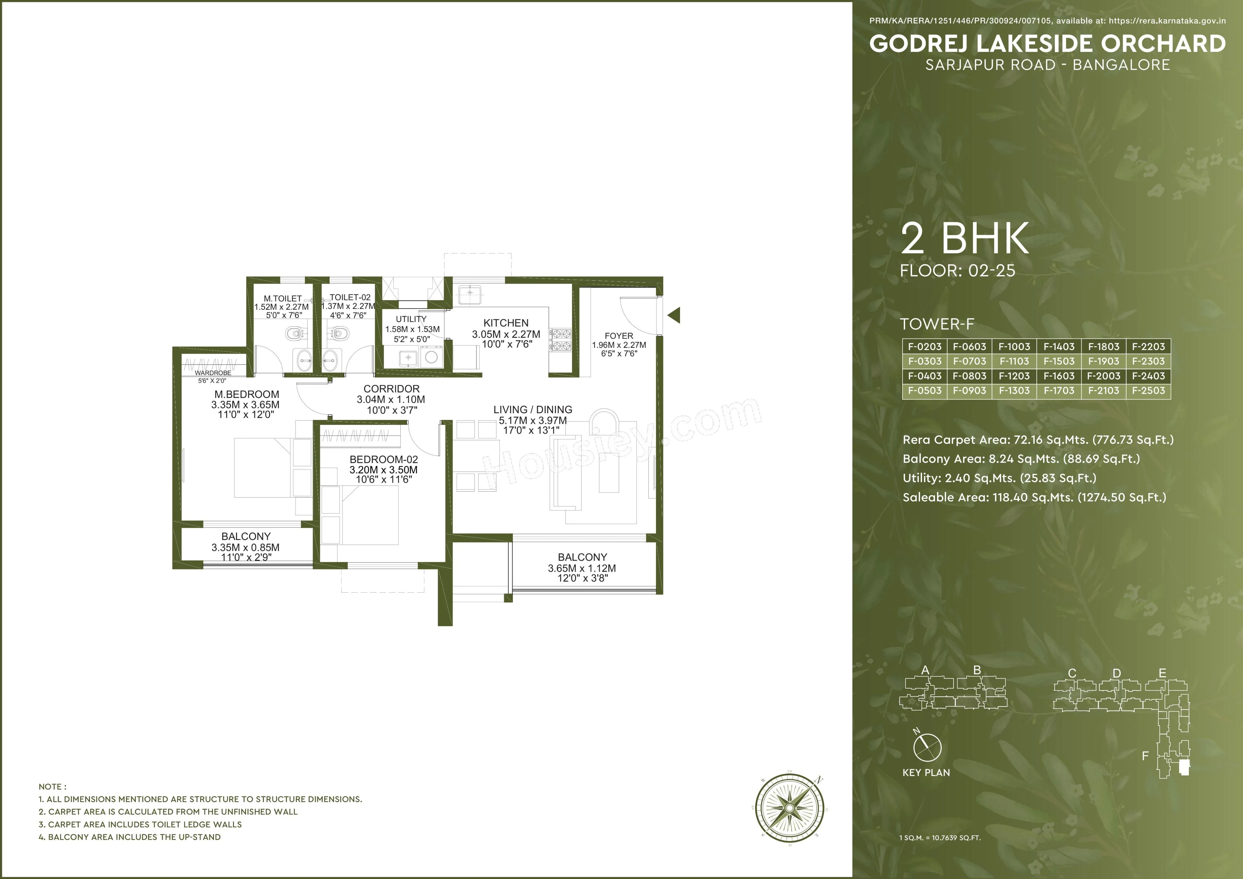 Godrej Lakeside Orchard Unit plan - 776 sq.ft.