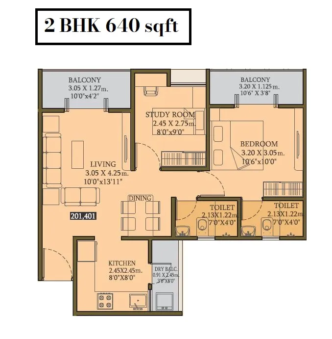 Goodwill Crescent Unit plan - 640 sq.ft.