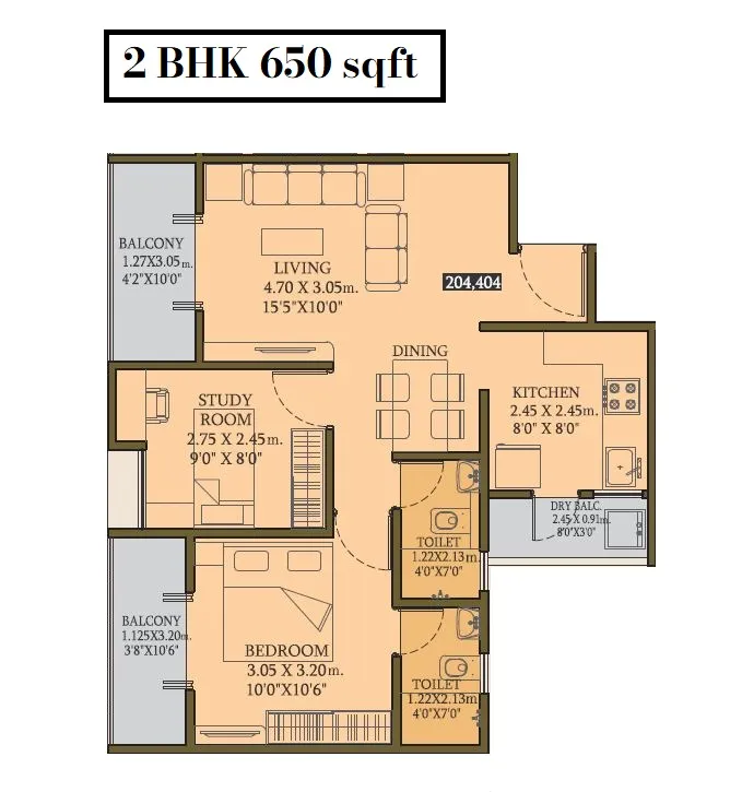 Goodwill Crescent Unit plan - 650 sq.ft.