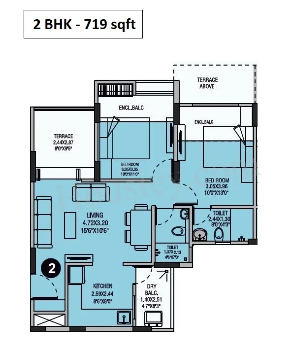 Choice Goodwill Metropolis Unit plan - 719 sq.ft.