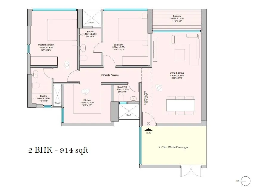 Unit plan - 914 sq.ft.