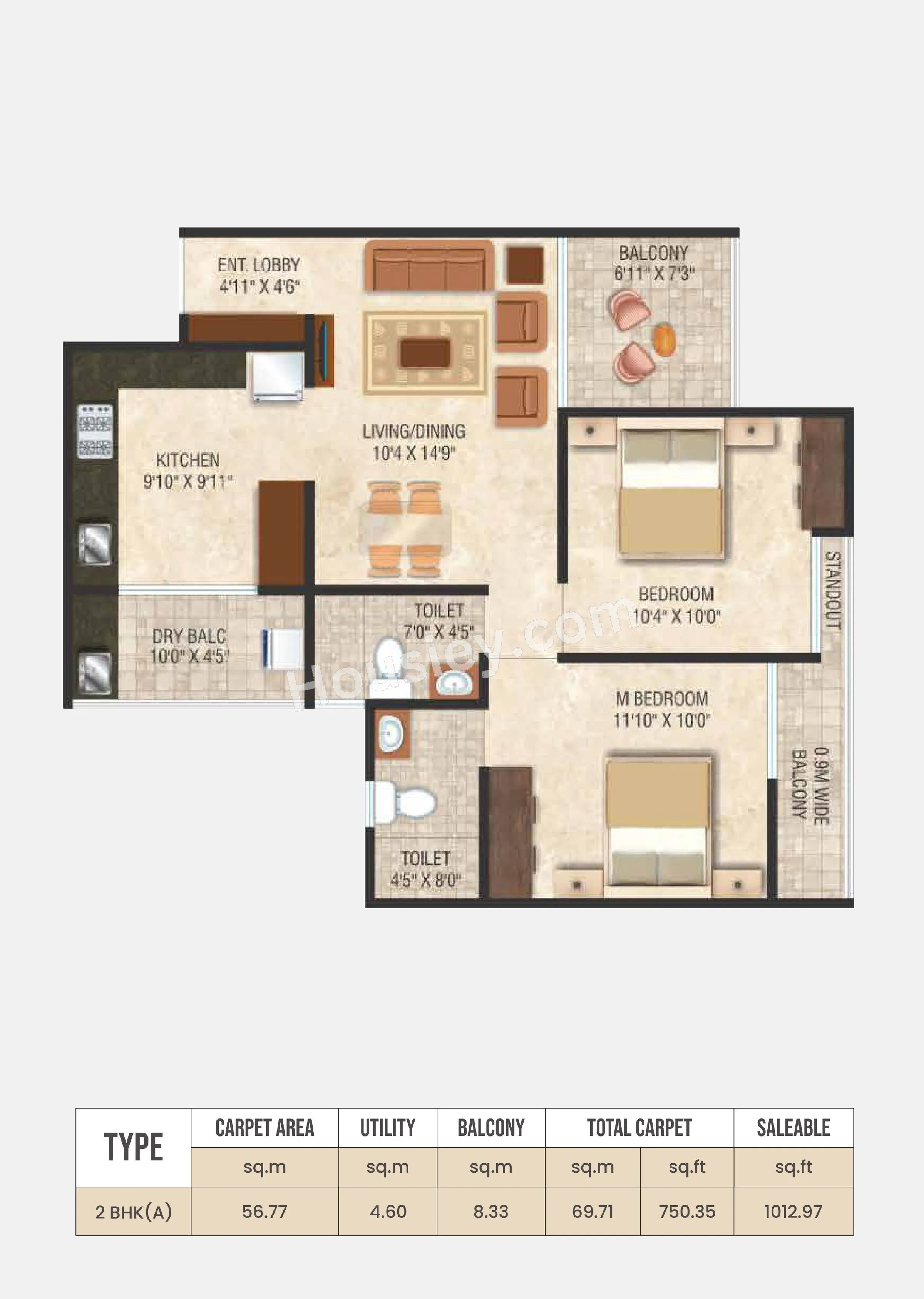 Grand Exotica Unit plan - 750 sq.ft.