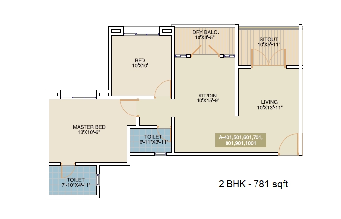 Unit plan - 781 sq.ft.