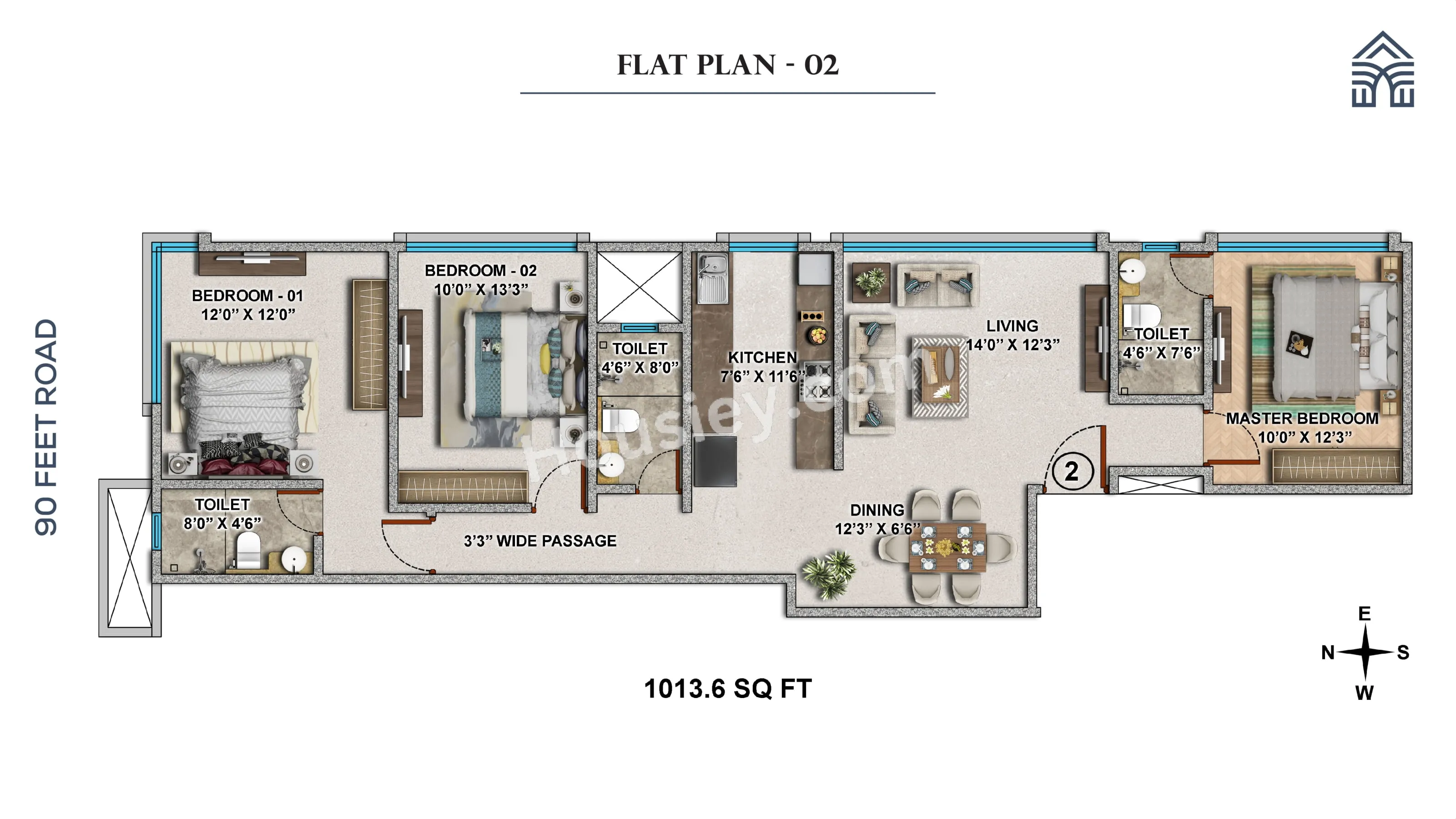 Gruham Yog Aashray Unit plan - 1013 sq.ft.