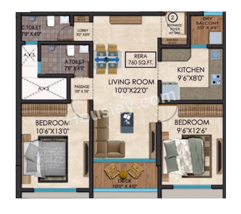 Gurukrupa Gyanam Unit plan - 760 sq.ft.