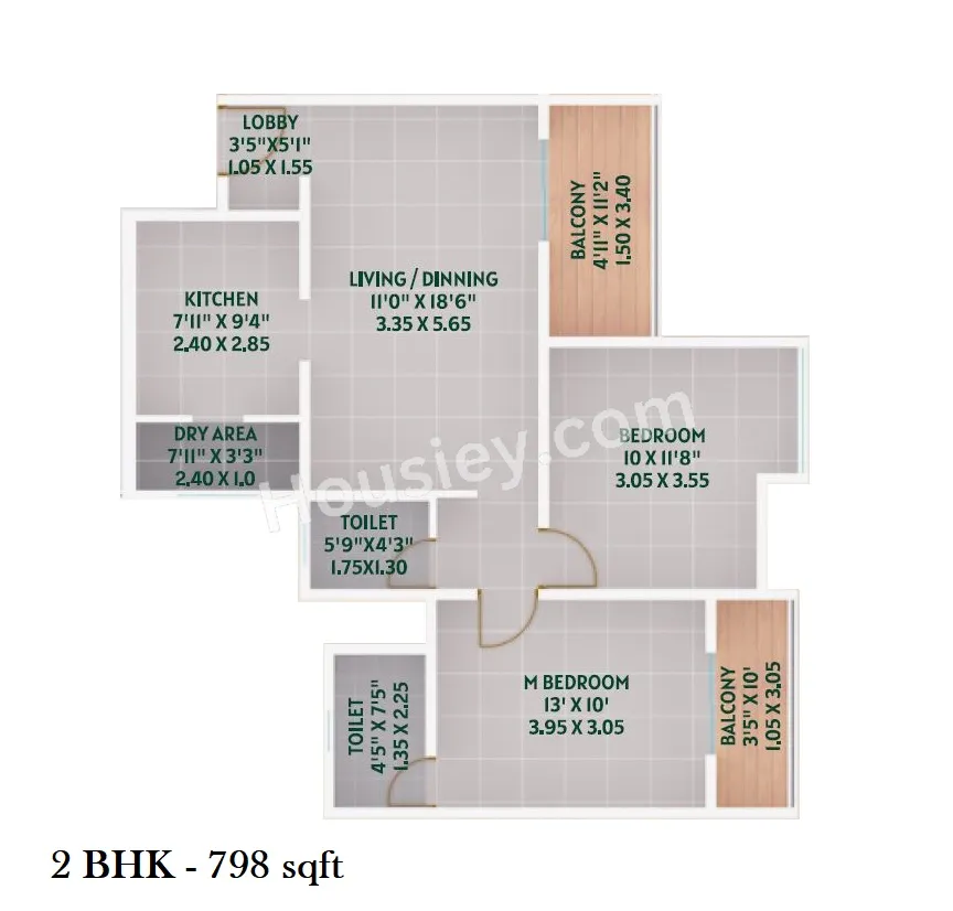 Hapse Park West Unit plan - 798 sq.ft.