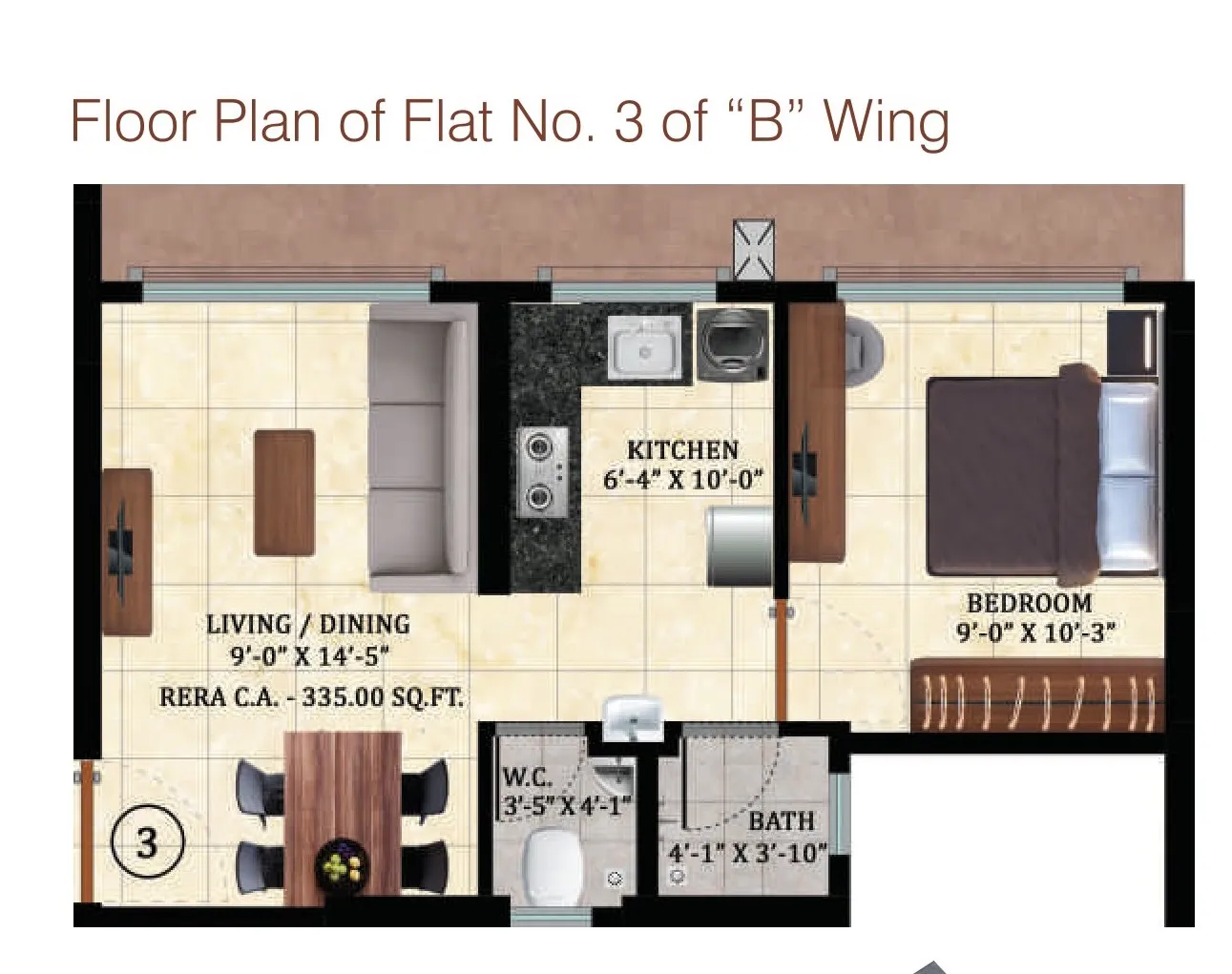 Harshail Hornbill Unit plan - 335 sq.ft.