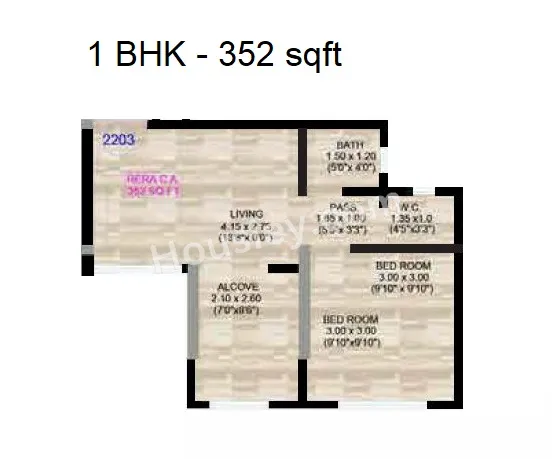 Haware Amara Unit plan - 352 sq.ft.