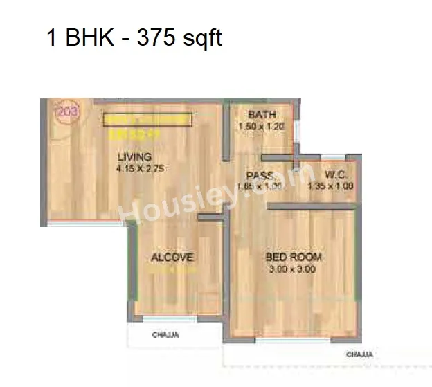 Haware Amara Unit plan - 375 sq.ft.