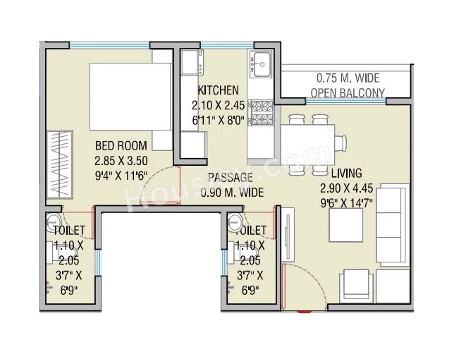 Haware Intelligentia Segment Unit plan - 414 sq.ft.