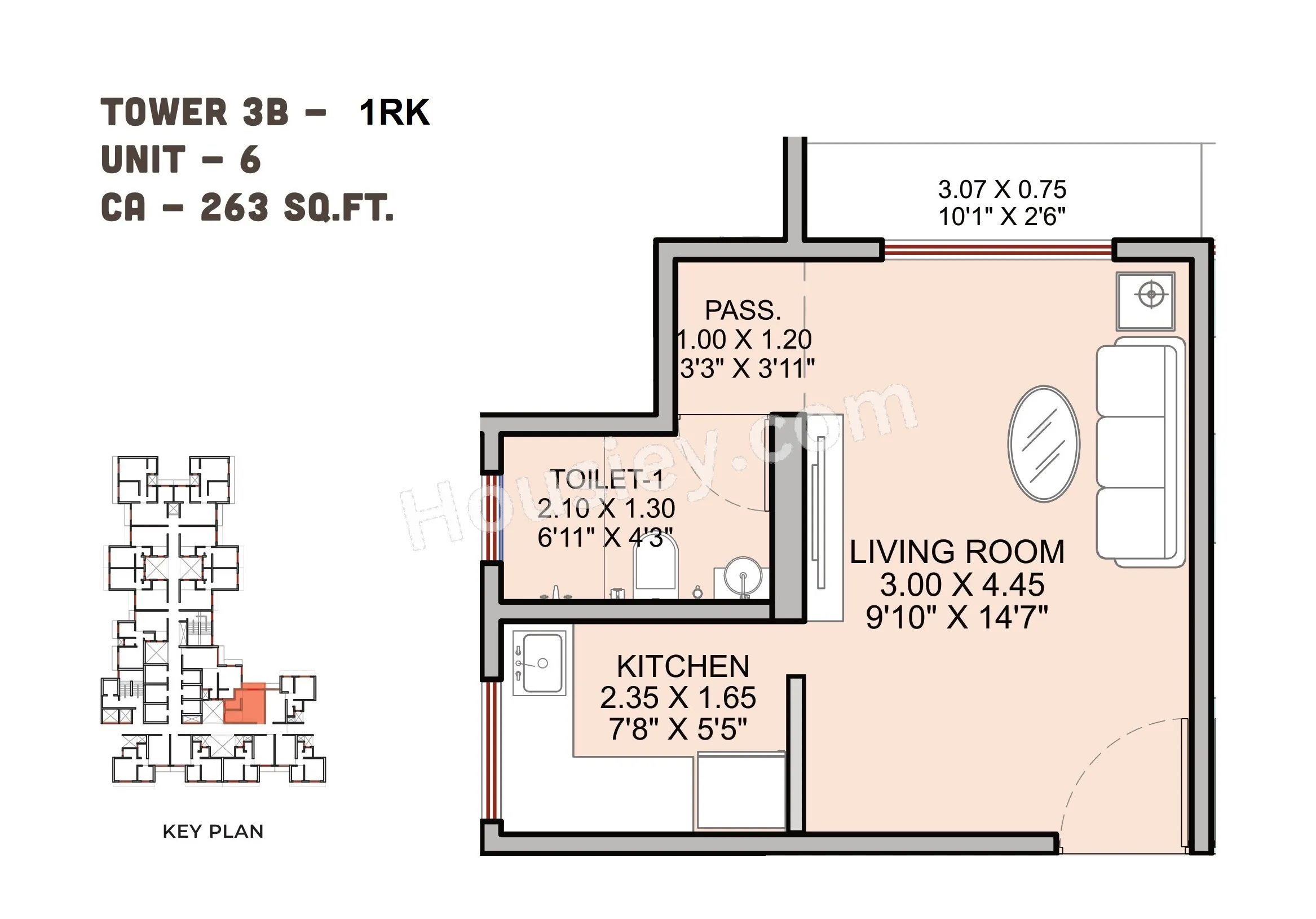 Unit plan - 263 sq.ft.