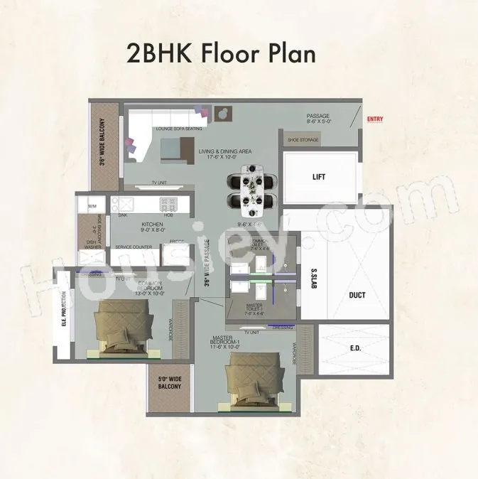 Hiltron Lifestyle Unit plan - 775 sq.ft.