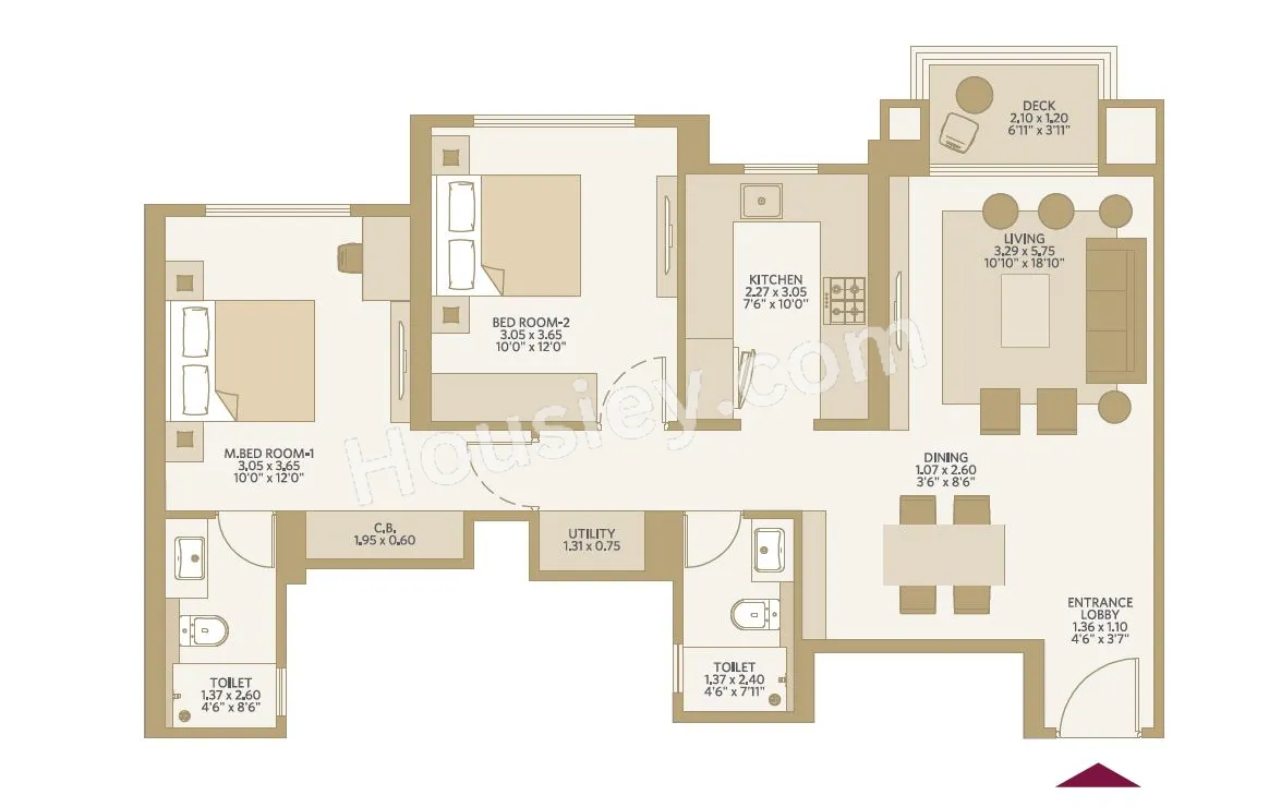 Hiranandani Belicia Unit plan - 783 sq.ft.