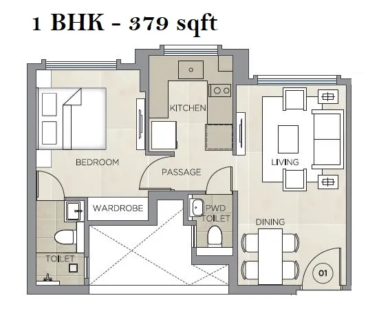 Unit plan - 379 sq.ft.