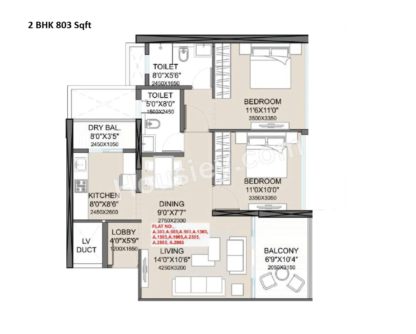 Unit plan - 803 sq.ft.