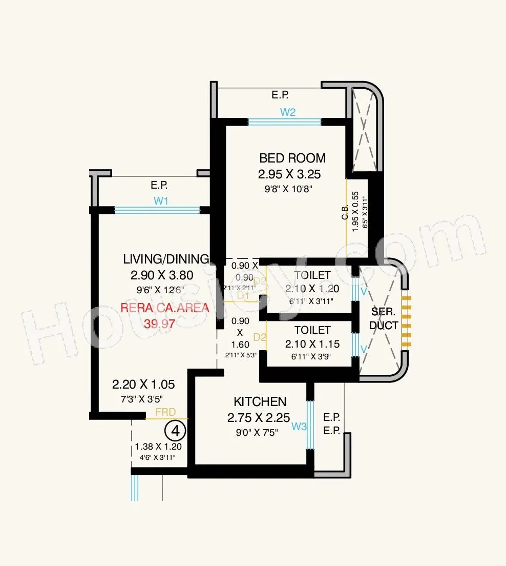 Horizon Pearl Unit plan - 435 sq.ft.
