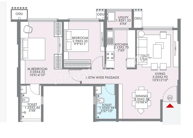 Hubtown Seasons Unit plan - 742 sq.ft.