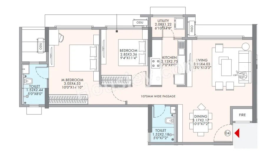 Hubtown Seasons Unit plan - 754 sq.ft.
