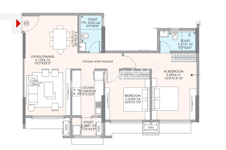 Hubtown Seasons Unit plan - 768 sq.ft.
