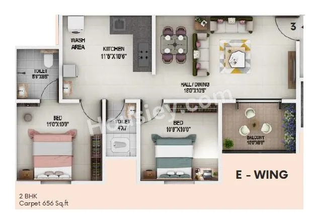 IRIS Capetown Heights Unit plan - 656 sq.ft.