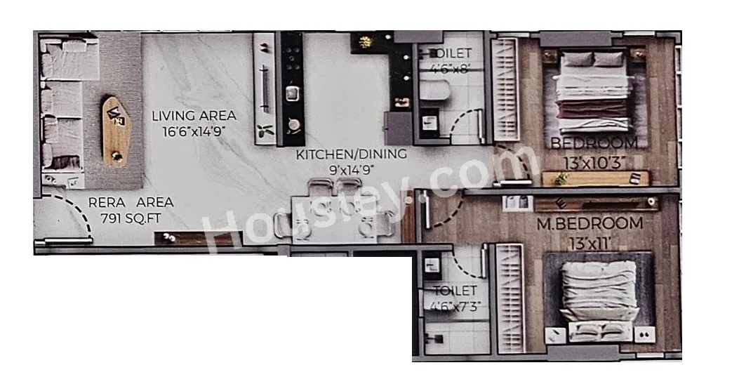I Dudhwala Elysia Unit plan - 791 sq.ft.