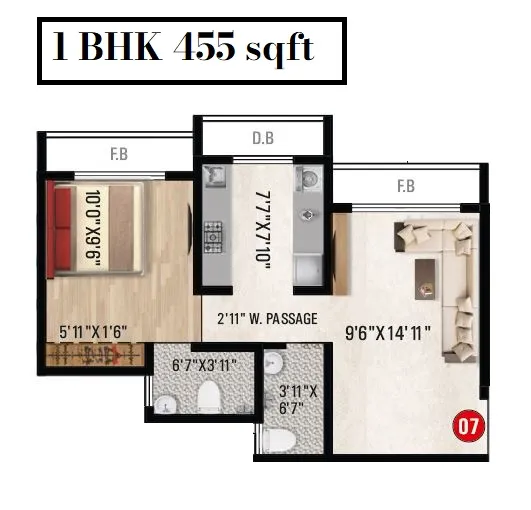Imperial Splendora Unit plan - 455 sq.ft.