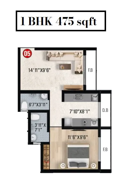 Imperial Splendora Unit plan - 475 sq.ft.