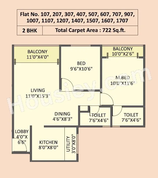 Unit plan - 722 sq.ft.