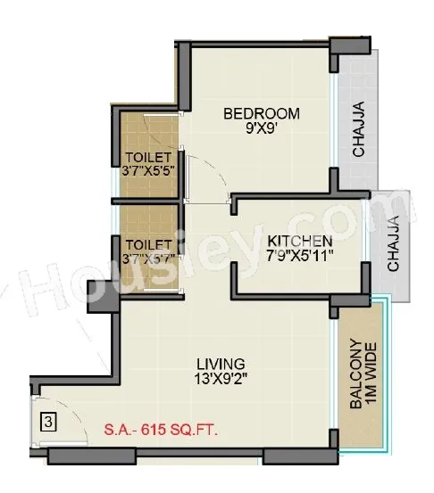 Infinity Icon Unit plan - 338 sq.ft.